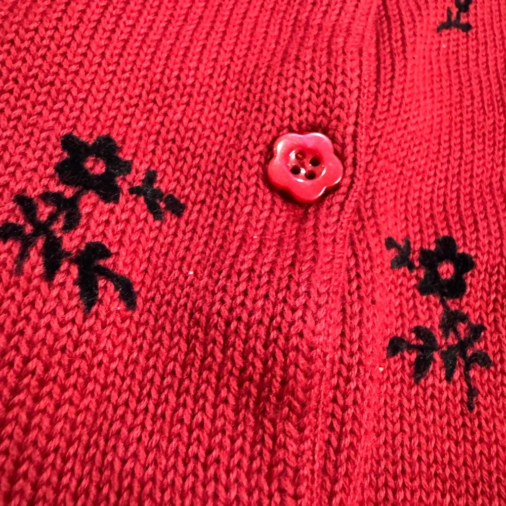 VNTG NWT Gymboree Girls Red Floral Embroidered Cardigan‎ Sweater  7 Years